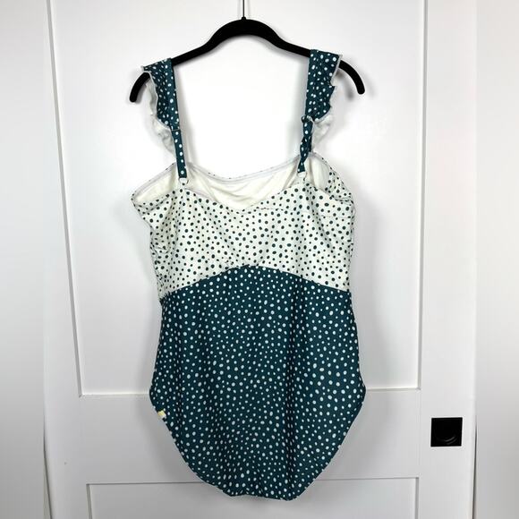 Summersalt The Ruffle Oasis Colorblock Polka Dot One Piece Swimsuit Size 16 - Picture 5 of 11